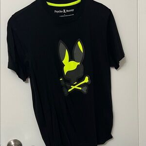 Psycho Bunny Tee in Black with Neon Accents